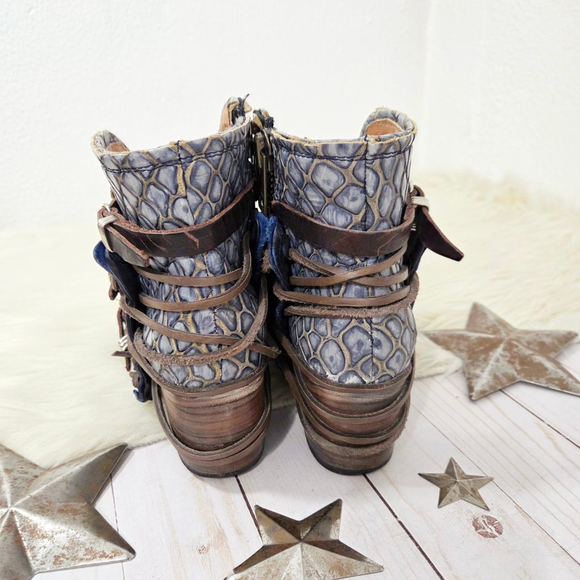 Freebird Crue Ankle boots navy multi dark blue strappy leather booties women's 7 - Picture 5 of 10